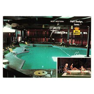 Best Western Starlite Village Iowa Postcard Indoor Pool Hot Tub Fort Dodge